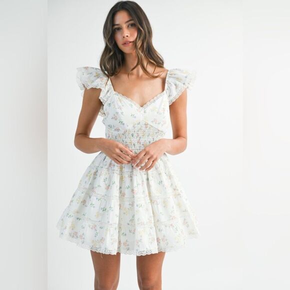 Floral Ruffle Sleeve Dress - Picture 2 of 15